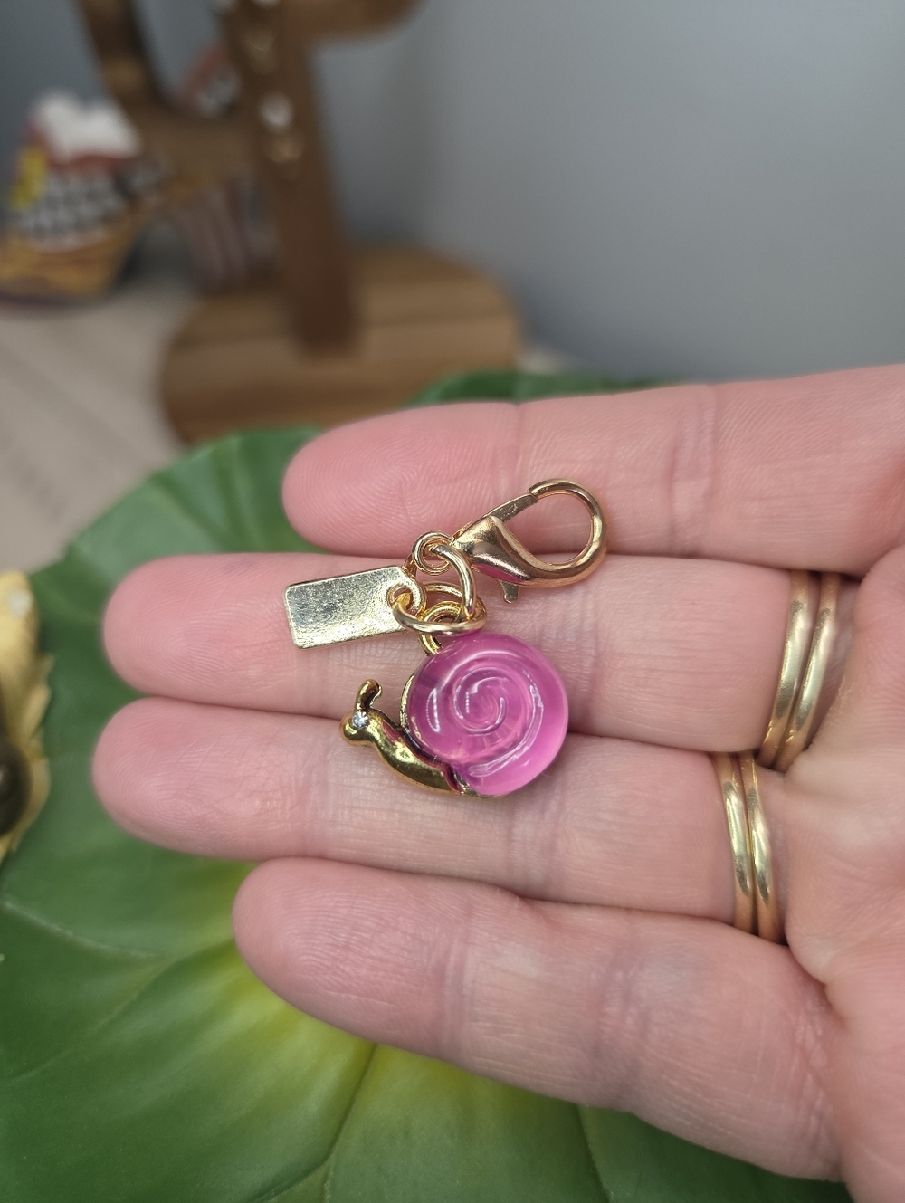 Snail Bag Charm/Hangtag Keychain, Pink, NEW